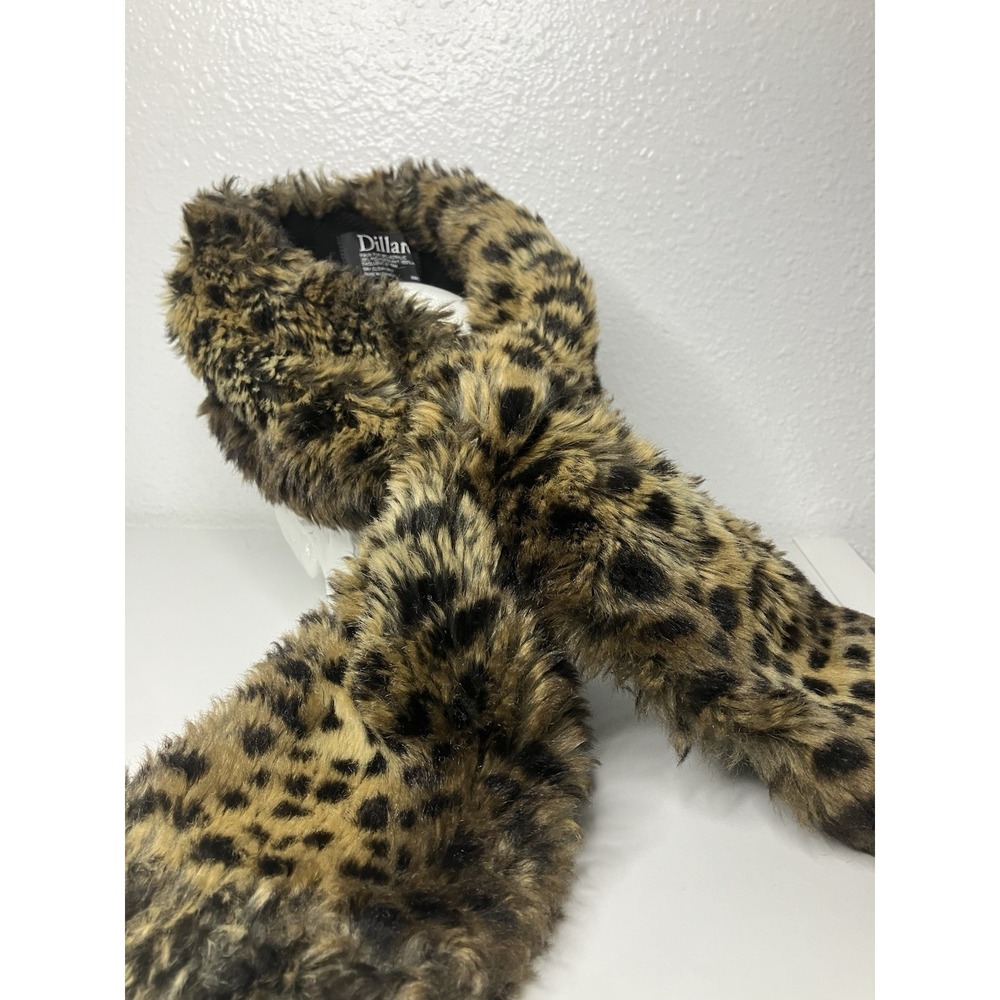 Dillards Leopard‎ Faux Fur Stole Animal Print Soft Scarf Mob Wife Old Money 36x5